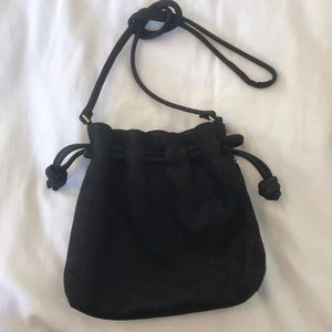 Clare V Henri metallic black suede bucket bag